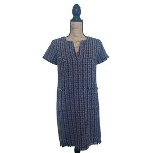 Ann Taylor Plaided (blue/purple/red) pencil dress with pockets